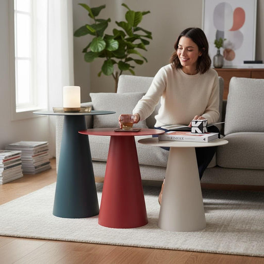 Modern Metal Cone Side Tables – Nesting Set of 3, Matte Finish