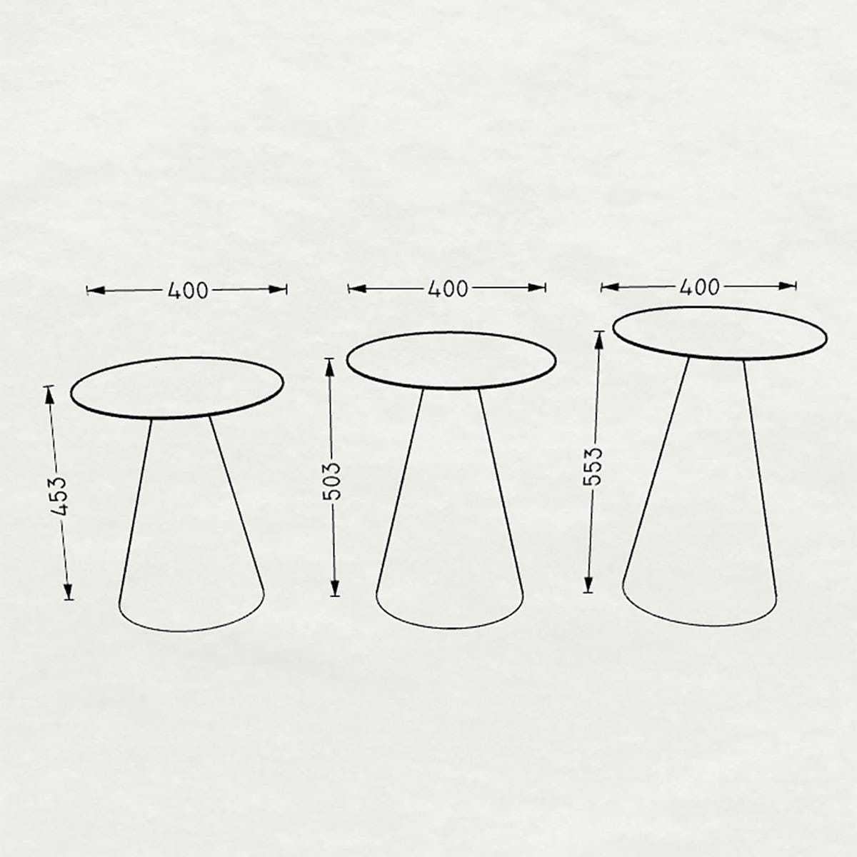 Modern Metal Cone Side Tables – Nesting Set of 3, Matte Finish